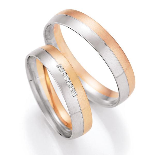 Nowotny-Collection Ruesch Trauringe Weiss-Rotgold 66/43150-045 + 66/43160-045